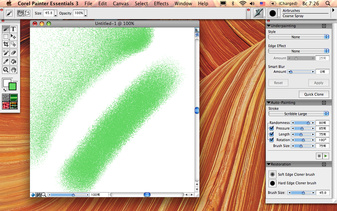 Corel Painter. Левый штрих с наклоном, правый без наклона.