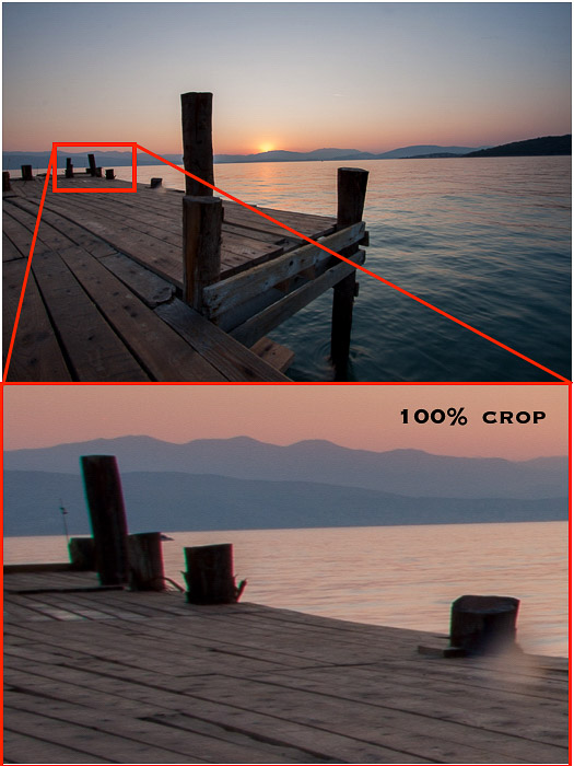  Diptych showing incidence of chromatic aberration in a sunset seascape
