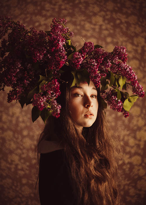 flower headdress for creative self portrait photography