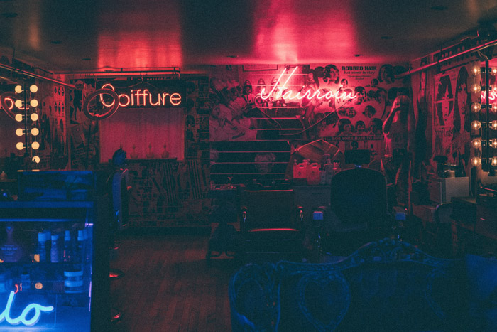 A grainy low light interior shot of a nightclub