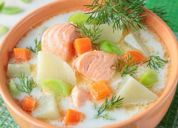Блюда скандинавской кухни - сливочно-рыбный суп