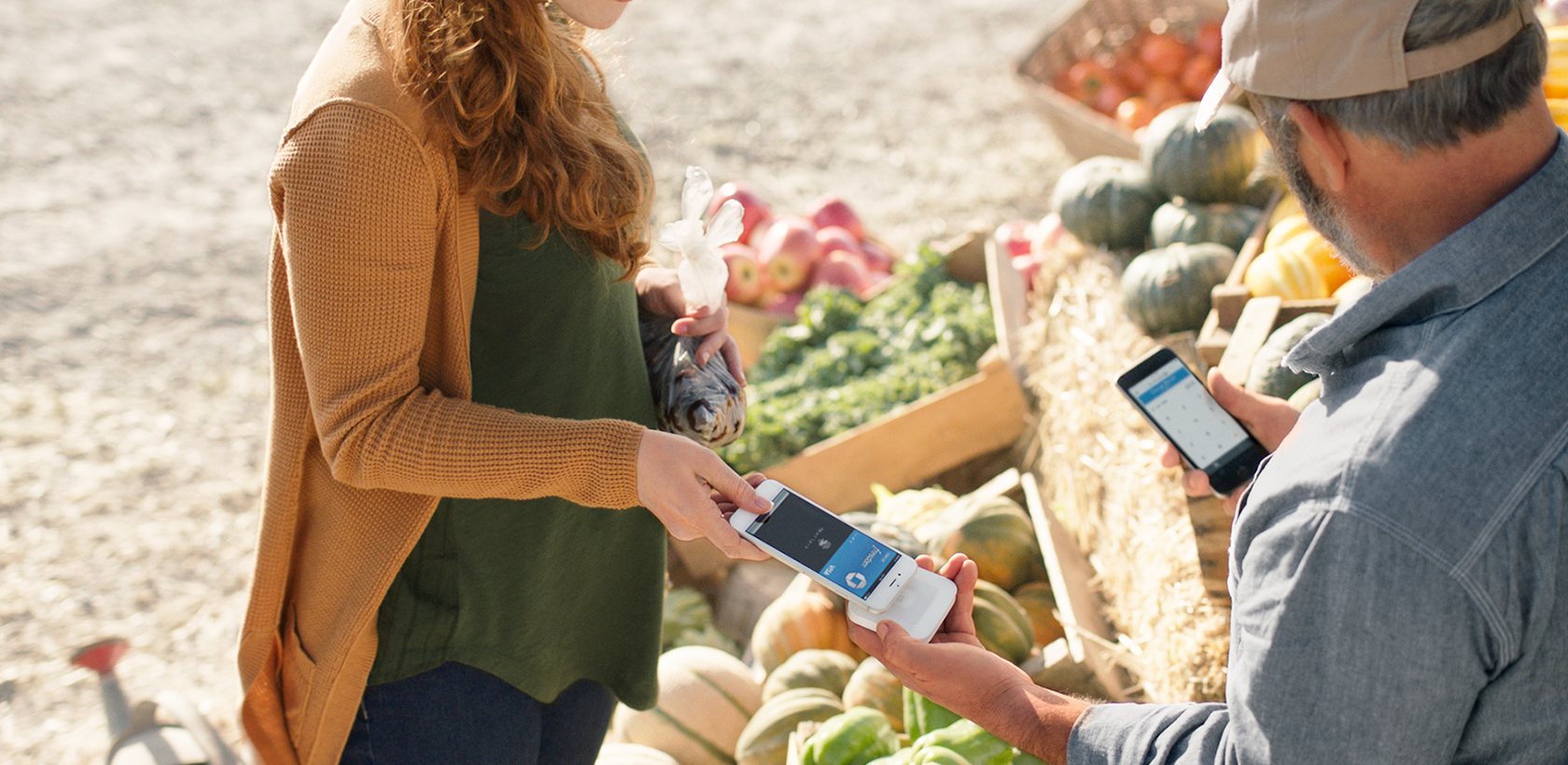 Woman paying with NFC