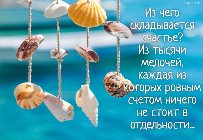 Из чего складывается счастье? Из тысячи мелочей, каждая из которых ровным счетом ничего не стоит в отдельности...