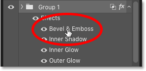 Reopening the Bevel and Emboss settings in Photoshop