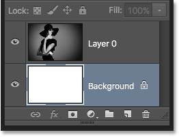 The Layers panel showing the new Background layer. Image © 2016 Photoshop Essentials.com
