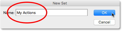Creating a new action set. Image © 2016 Photoshop Essentials.com