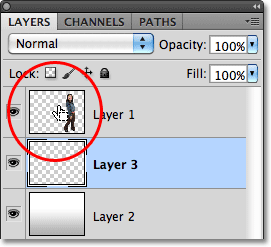 Clicking on the layer preview thumbnail.
