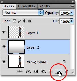 The New Layer icon in the Layers panel in Photoshop.