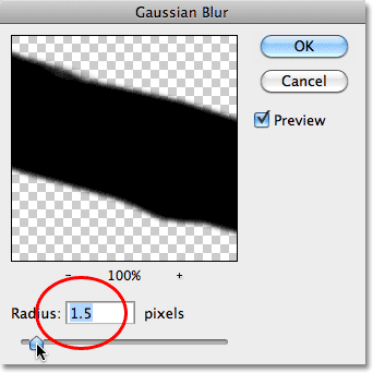 The Gaussian Blur dialog box in Photoshop.