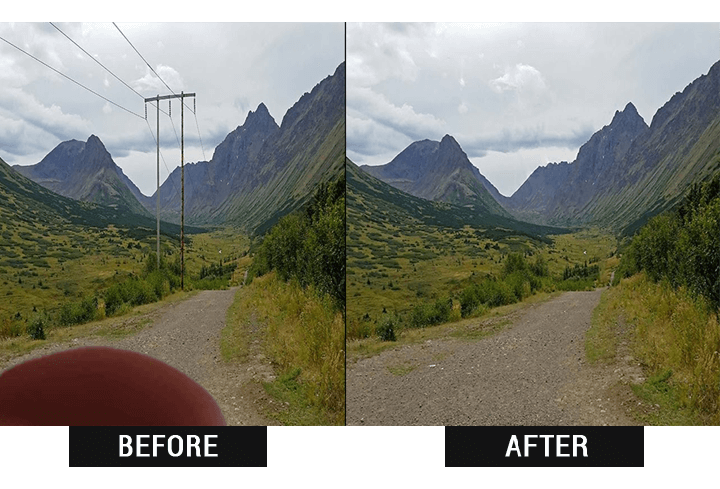 Result of removing objects from photos