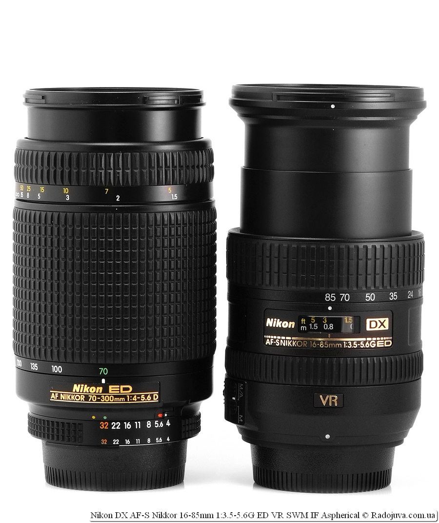Размеры Nikon ED AF Nikkor 70-300mm 1:4-5.6Dи Nikon DX AF-S Nikkor 16-85mm 1:3.5-5.6G ED VR SWM IF Aspherical