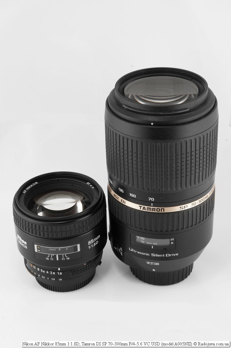 Nikon AF Nikkor 85mm 1:1.8D и Tamron SP AF 70-300 mm f/4-5.6 Di VC USD