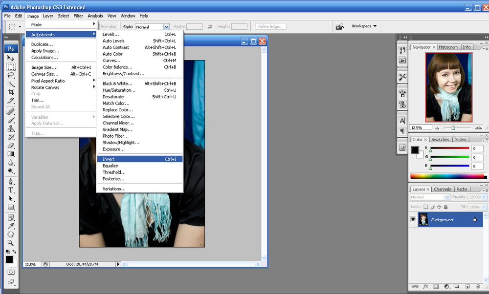 Инверсия изображения в фотошопе