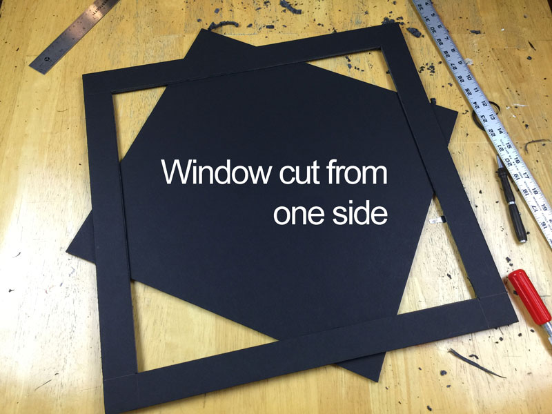Window cut for one of the side pieces